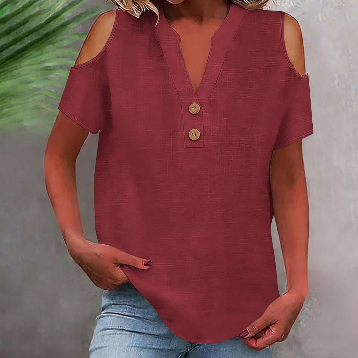 Off-Shoulder Shirt mit Stehkragen – Bild 7 | LuxeStyle