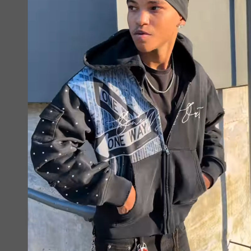 Kapuzen-Sweatshirt mit Cartoon-Print für Herren – Ansicht 4