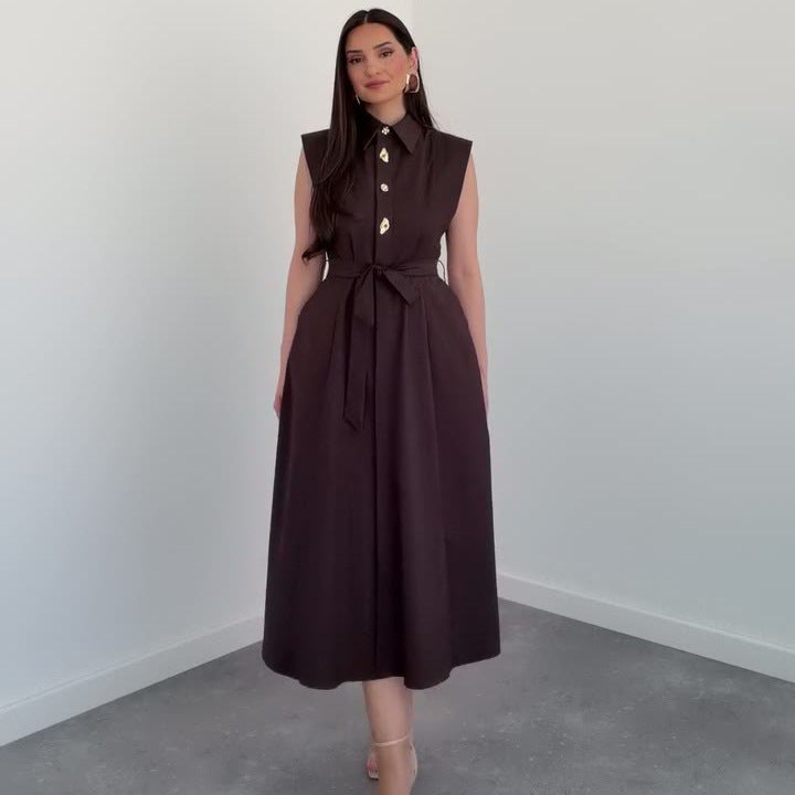 Ärmelloses A-Linien Kleid mit Schnürung
