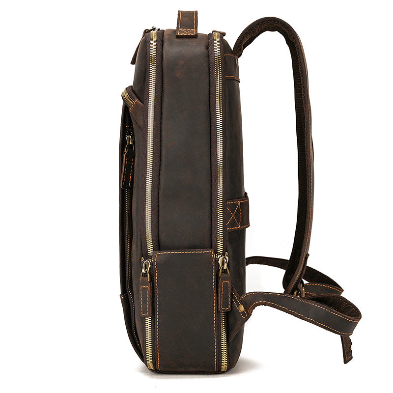 Lederrucksack mit Doppelreissverschluss