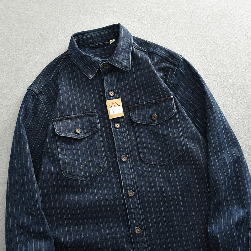Gestreiftes Denim-Hemd für Herren – Bild 2 | LuxeStyle