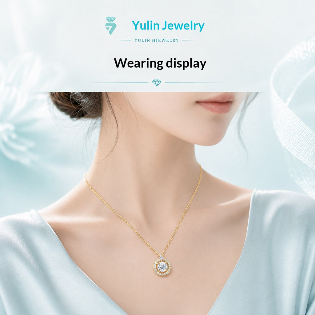 Halskette mit doppeltem Halo & tropfenförmigem Diamant-Akzent