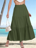 High Waist A-Linien Midi-Jupe mit Kordelzug