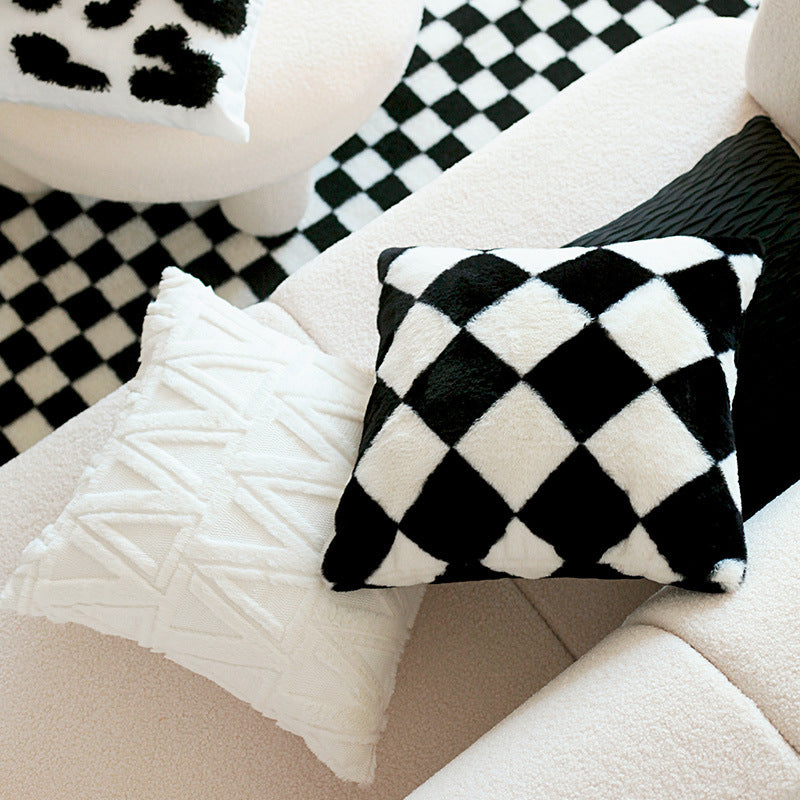 Retro Hasefell Schachbrett Sofakissen – Bild 2 | LuxeStyle