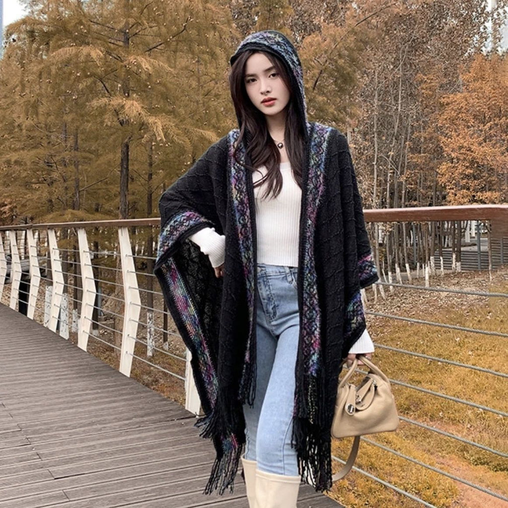 Kapuzenschal im Ethno-Stil für Damen – Bild 5 | LuxeStyle