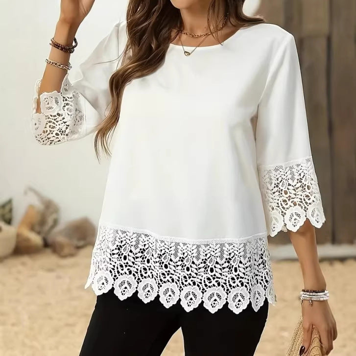 Minimalistisches Langarmshirt mit Spitze