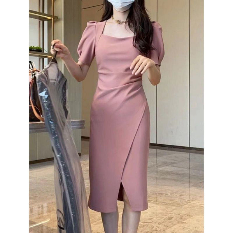 Midikleid mit Puffärmeln und Schlitz – Bild 2 | LuxeStyle