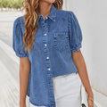 Denim-Hemd mit Umlegekragen – Bild 6 | LuxeStyle