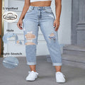 Trendige Casual Rippenjeans Hochtaillierte