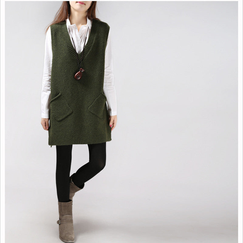 V-Neck Strickweste für Damen, Einheitsgrösse