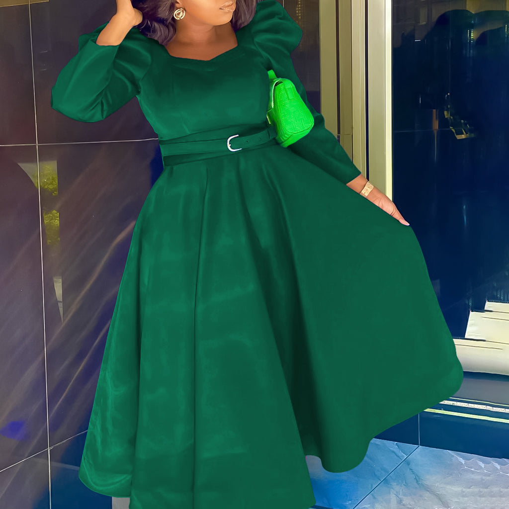 Elegantes A-Linien Midikleid mit Puffärmeln