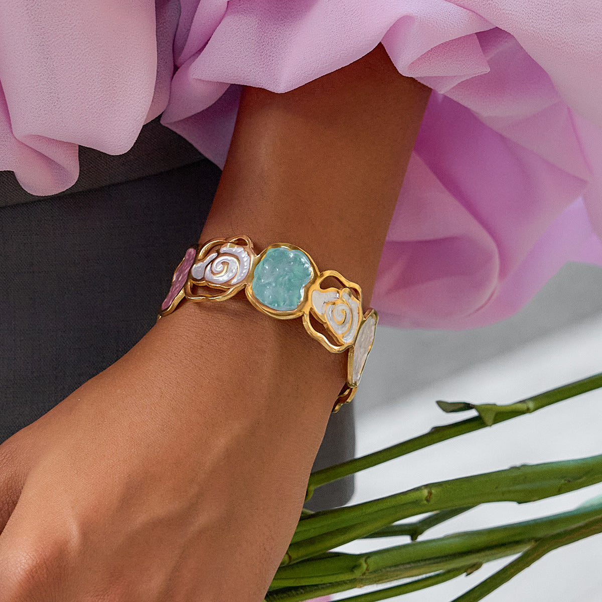 Blumen-Armreif offen | LuxeStyle