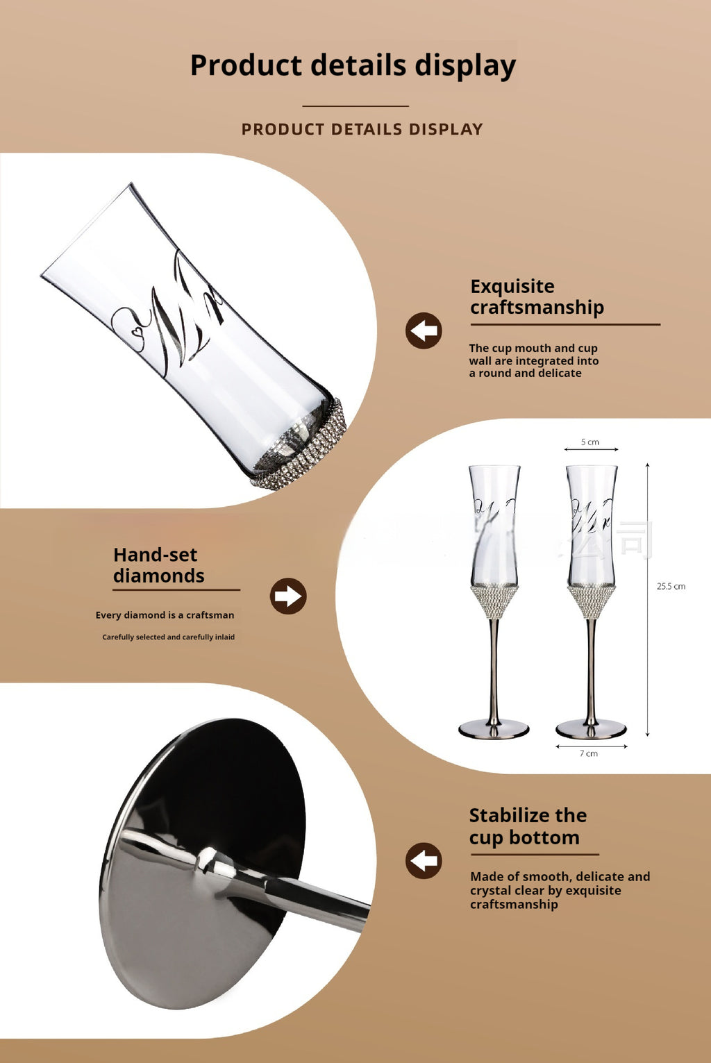 Champagnerglas-Set mit Tortenmesser & Schaufel – Bild 3 | LuxeStyle