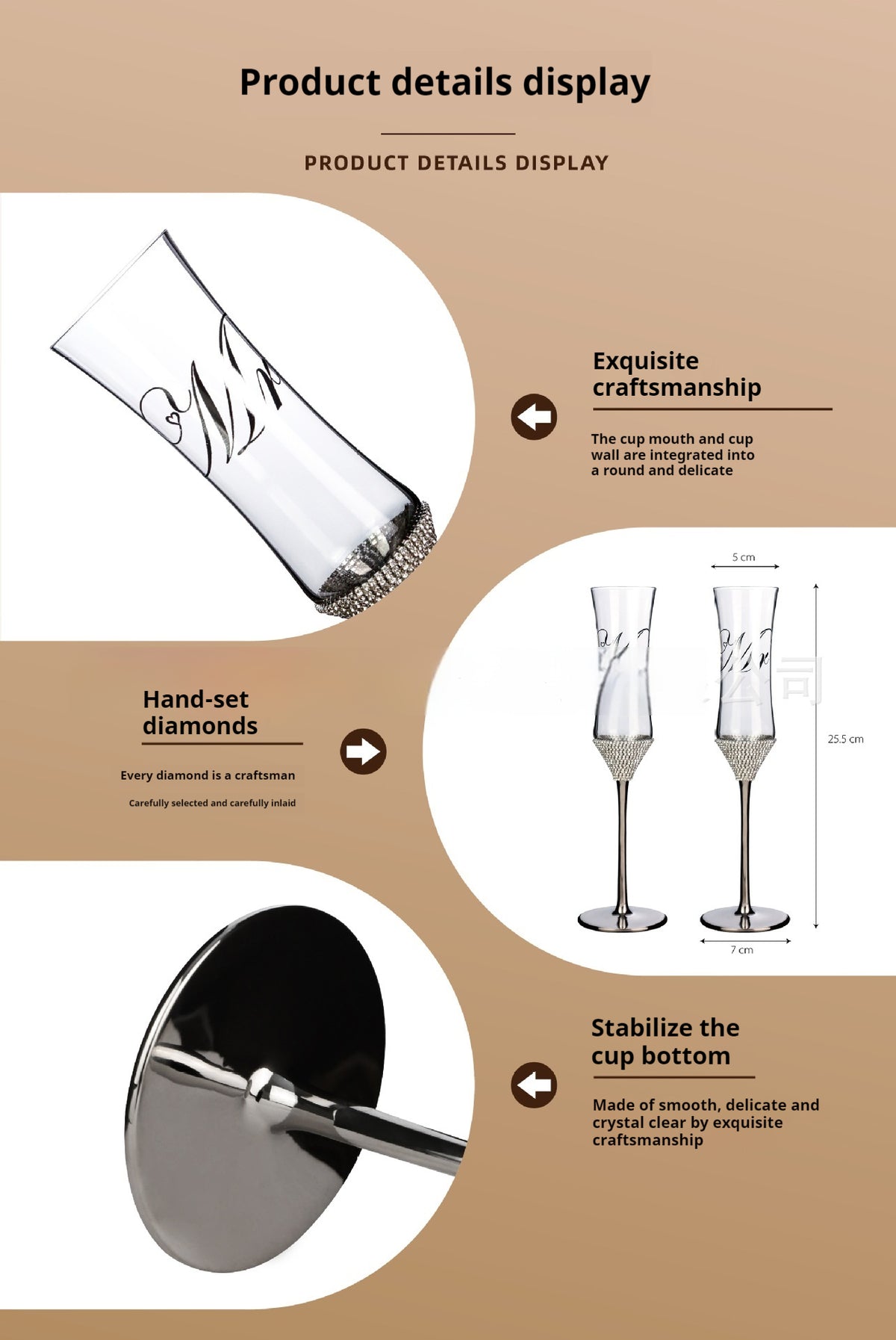 Champagnerglas-Set mit Tortenmesser & Schaufel – Bild 3 | LuxeStyle