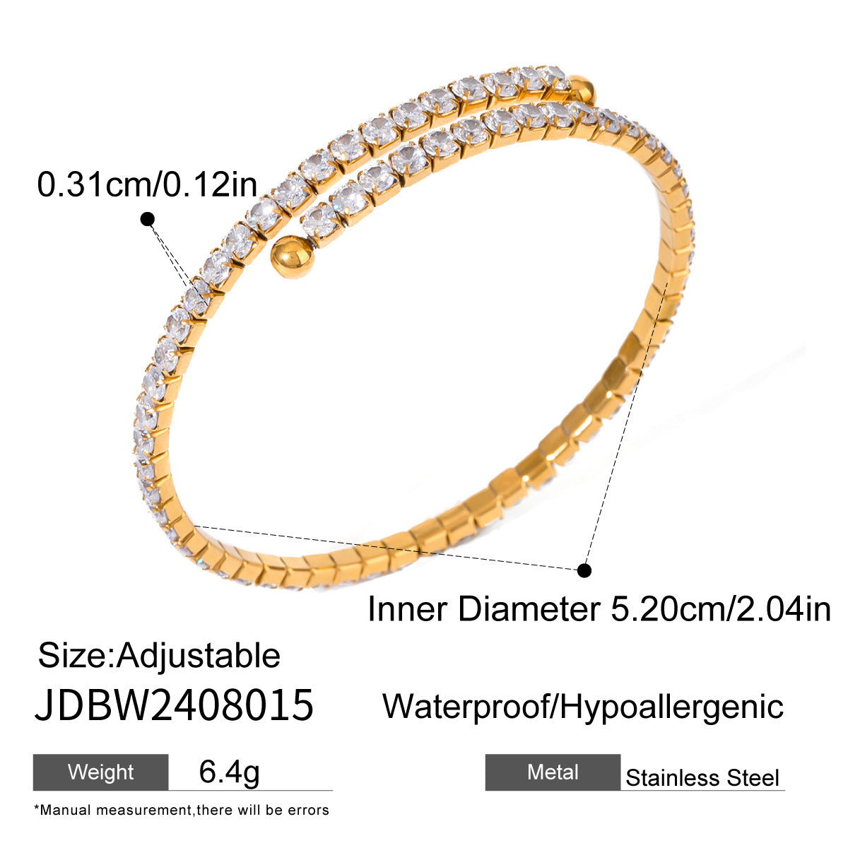 Diamantbesetztes Edelstahl-Armband – Bild 6 | LuxeStyle