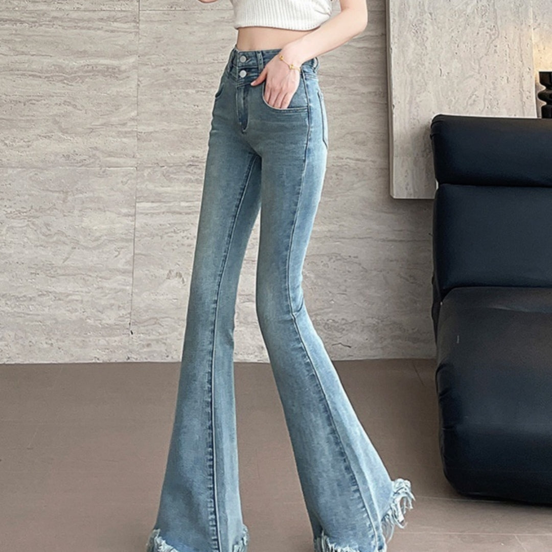 Retro-Flare-Hosen mit Fleece-Fütterung