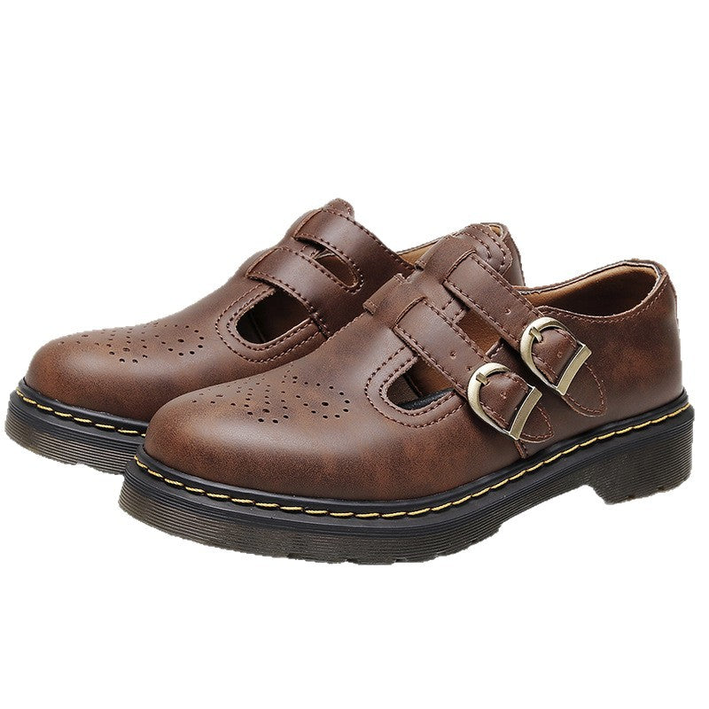 Mary Jane Flats aus Spaltleder