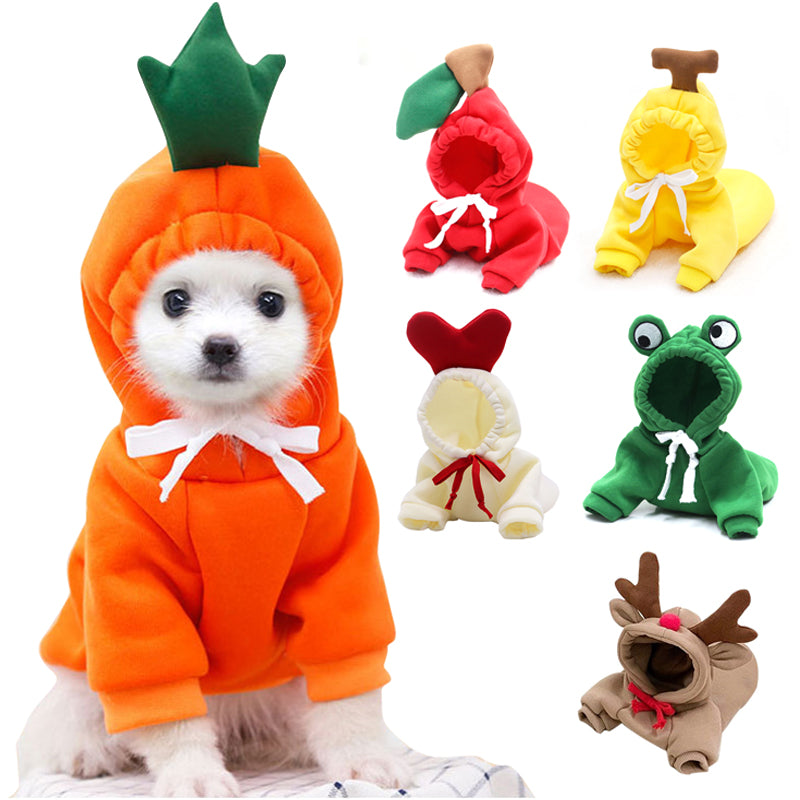 Fleece-Kapuzenpullover für Hunde mit Früchtedesign