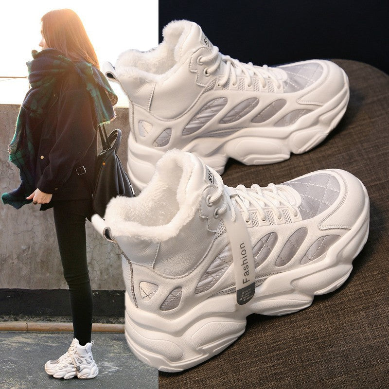 Samt-Plateau-Sneaker für Damen