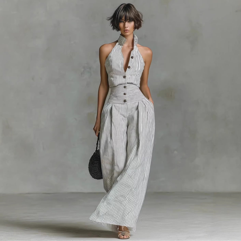 Eleganter ärmelloser Jumpsuit mit weitem Bein