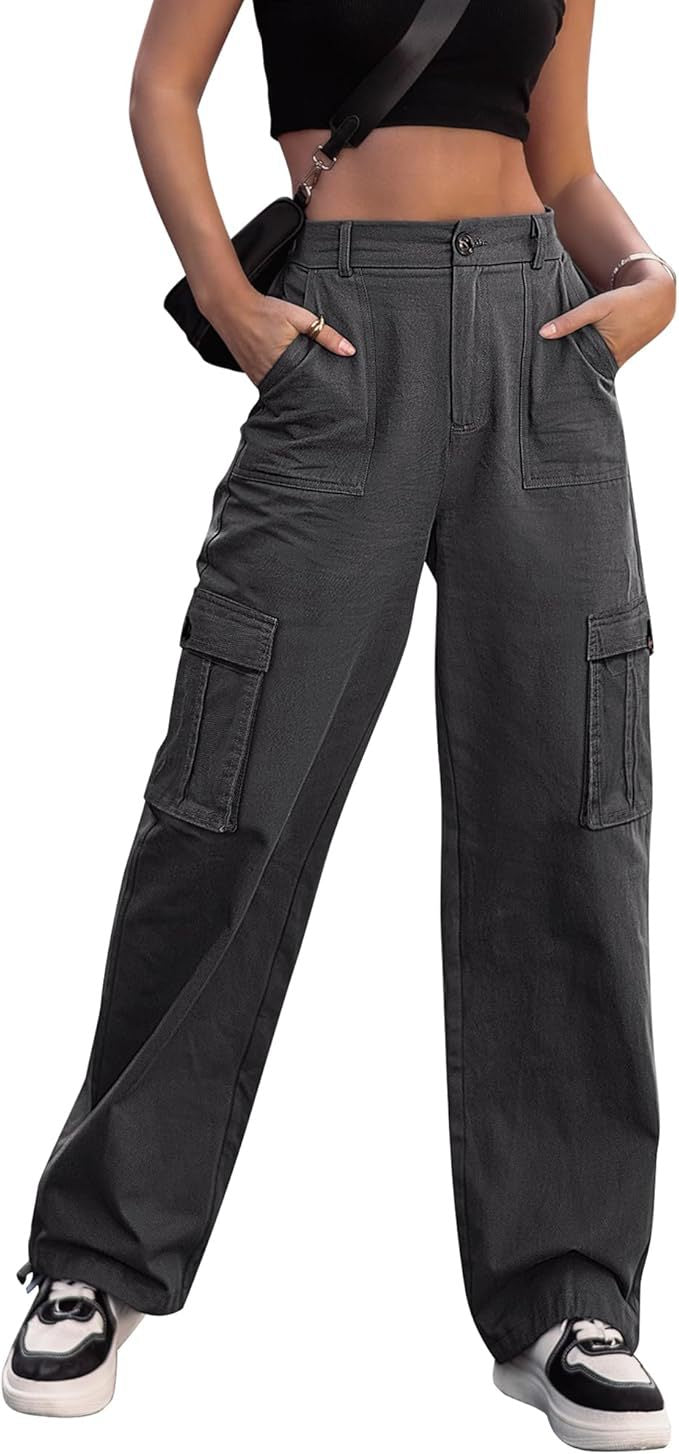 Weite Utility Hose mit hohem Bund