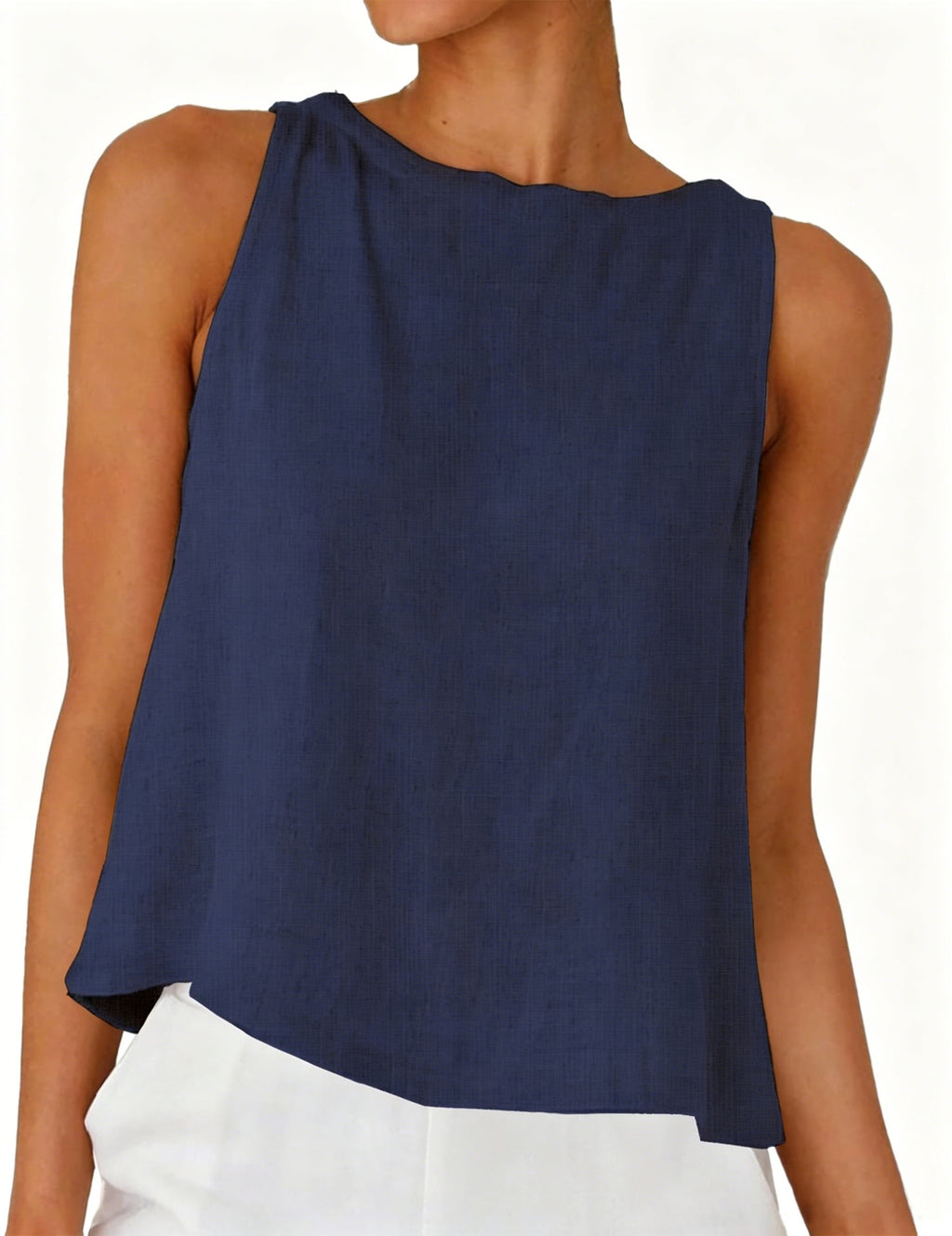 Damen Kurzbluse mit Rundhals und Knopfleiste