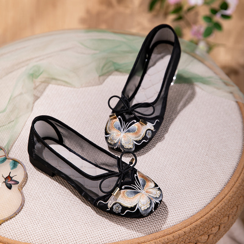 Bestickte Mesh Flats mit Schmetterlingen