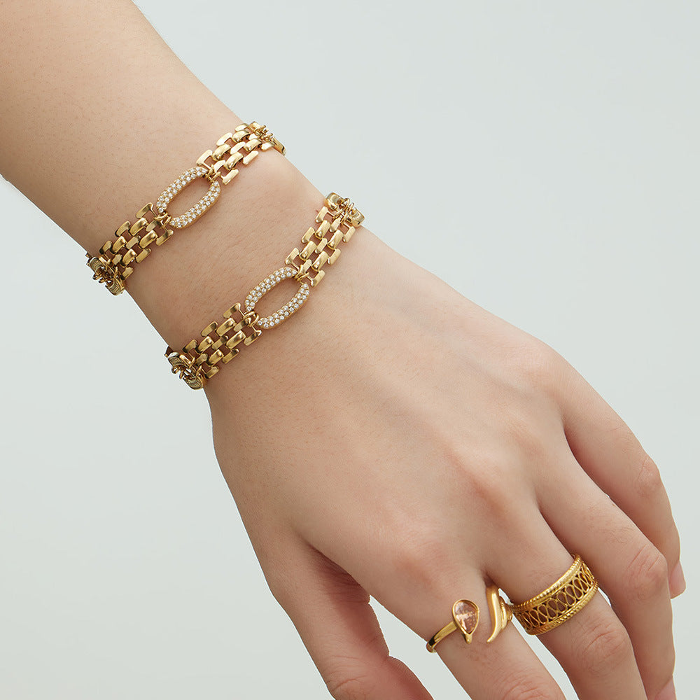 Leichtes Luxus-Edelstahlarmband mit Vollzirkonia für Damen – Bild 4 | LuxeStyle