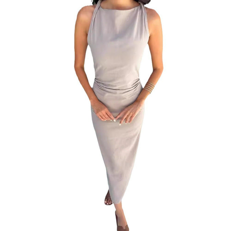 One-Shoulder Bodycon Kleid Khaki – Bild 5 | LuxeStyle