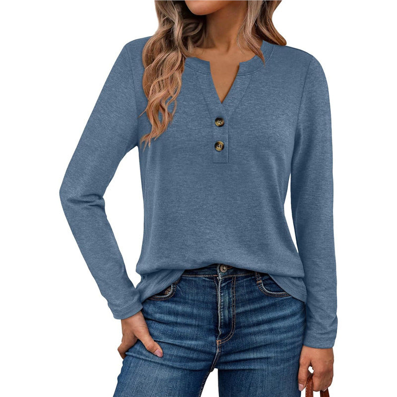 V-Neck Langarmshirt mit 3D-Effekt
