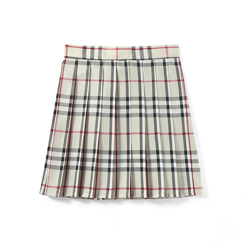 High-waist Minirock mit Falten und Karomuster