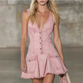 Rosa ärmelloses Mini-Kleid
