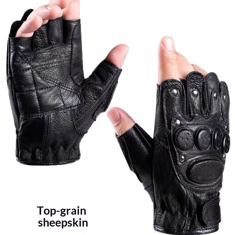Taktische Halbfinger-Lederhandschuhe