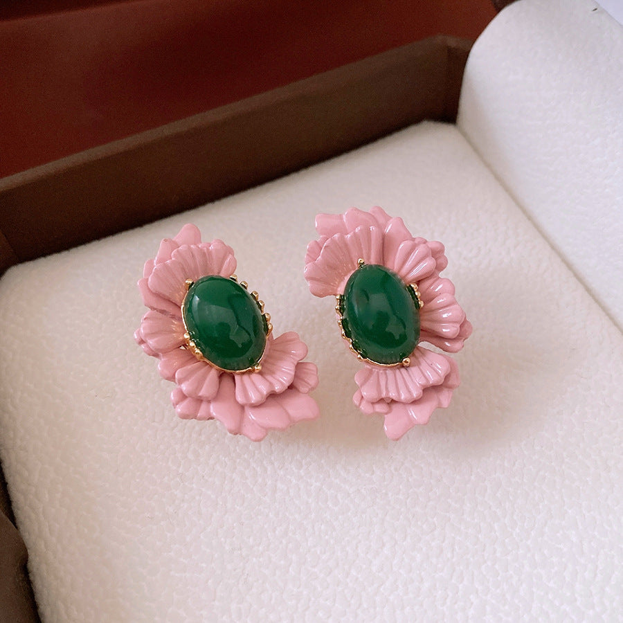 Retro-Ohrhänger mit Emaille-Blumen