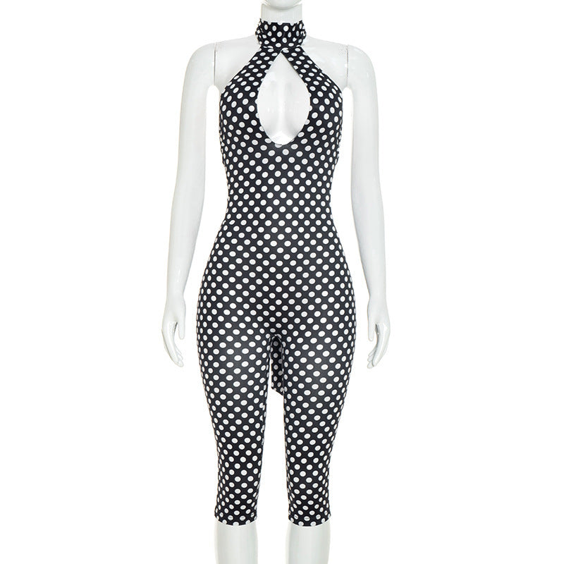 Gepunkteter Halterneck Jumpsuit