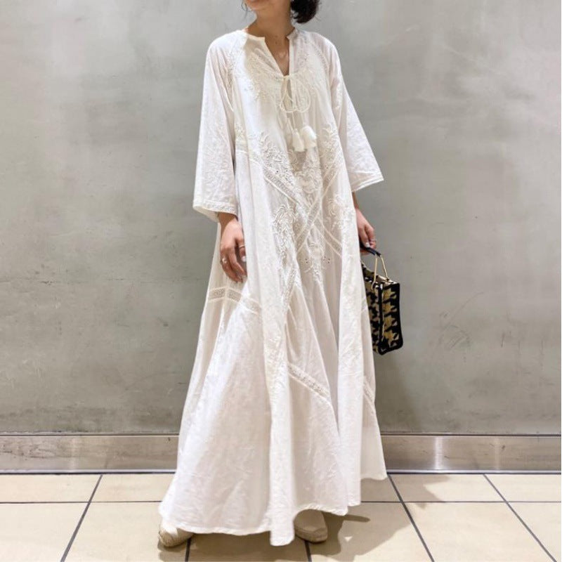 Elegantes Schnürkleid aus Baumwoll-Leinen – Bild 1 | LuxeStyle