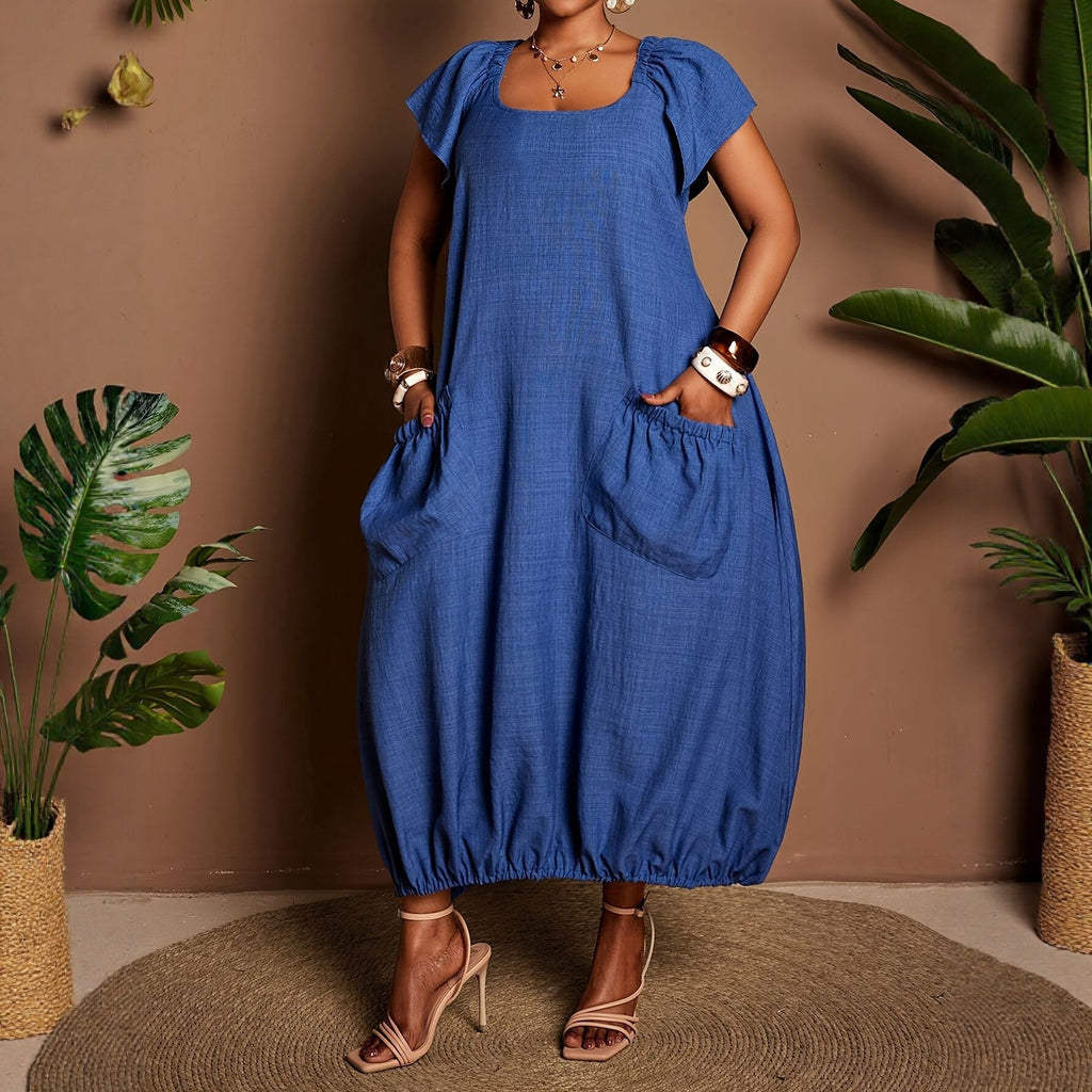 Midi-Kleid mit quadratischem Ausschnitt