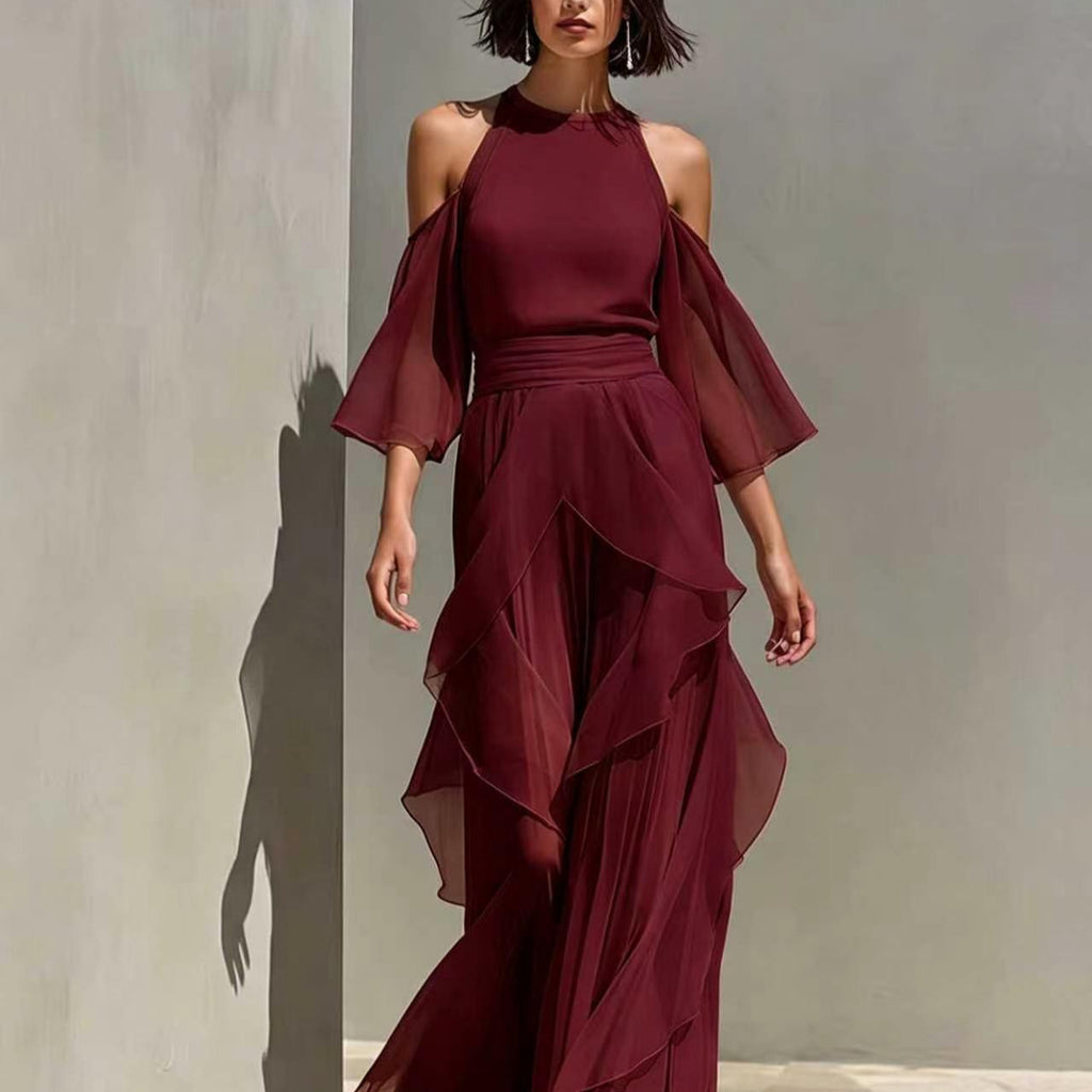 Chiffon-Set «Solare» · Bluse + Weite Hose
