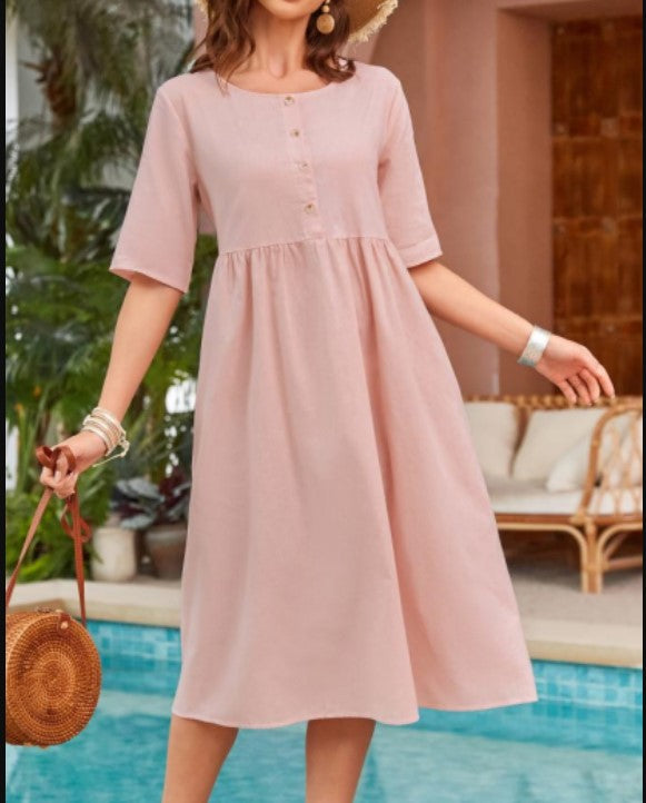 Casual A-Linien Kleid mit Rundhals & Taschen – Bild 7 | LuxeStyle