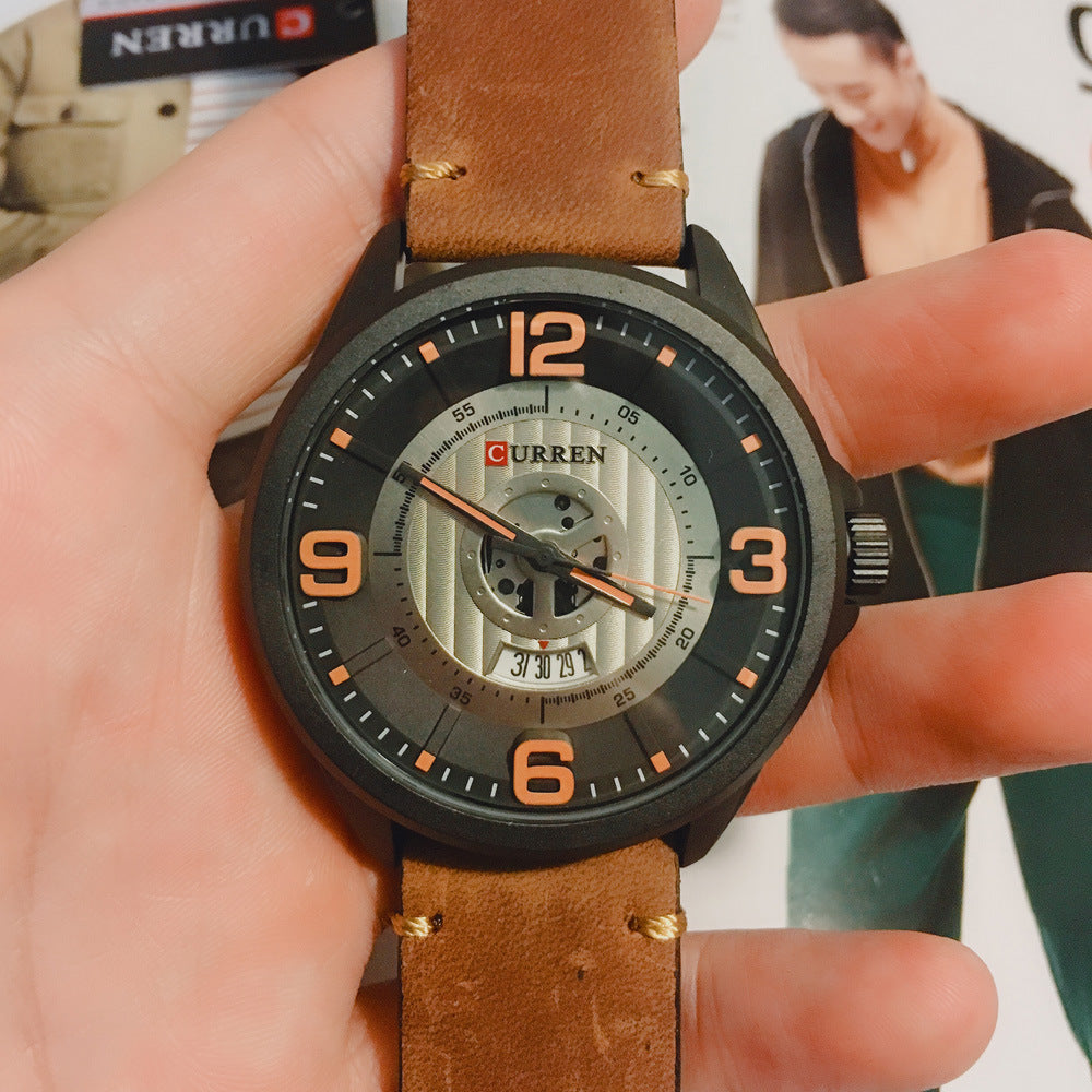 Herren Quarzuhr mit hochwertigem Lederimitat-Armband – Bild 3 | LuxeStyle