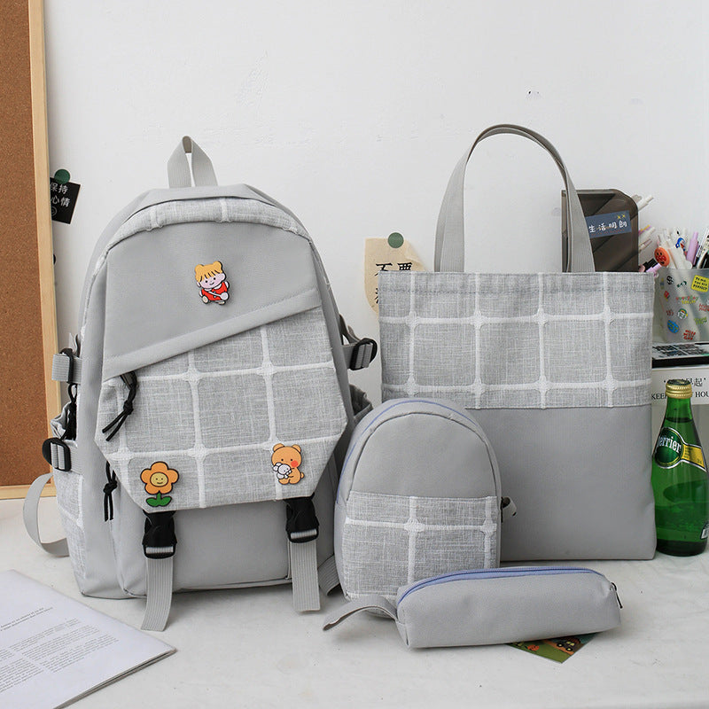 Karierter Rucksack im koreanischen Stil