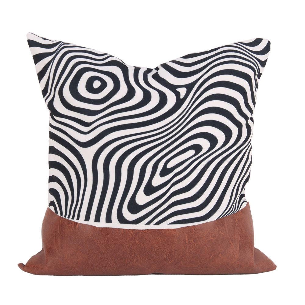 Nordisches Kissen mit geometrischer PU-Leder-Steppung – Bild 4 | LuxeStyle