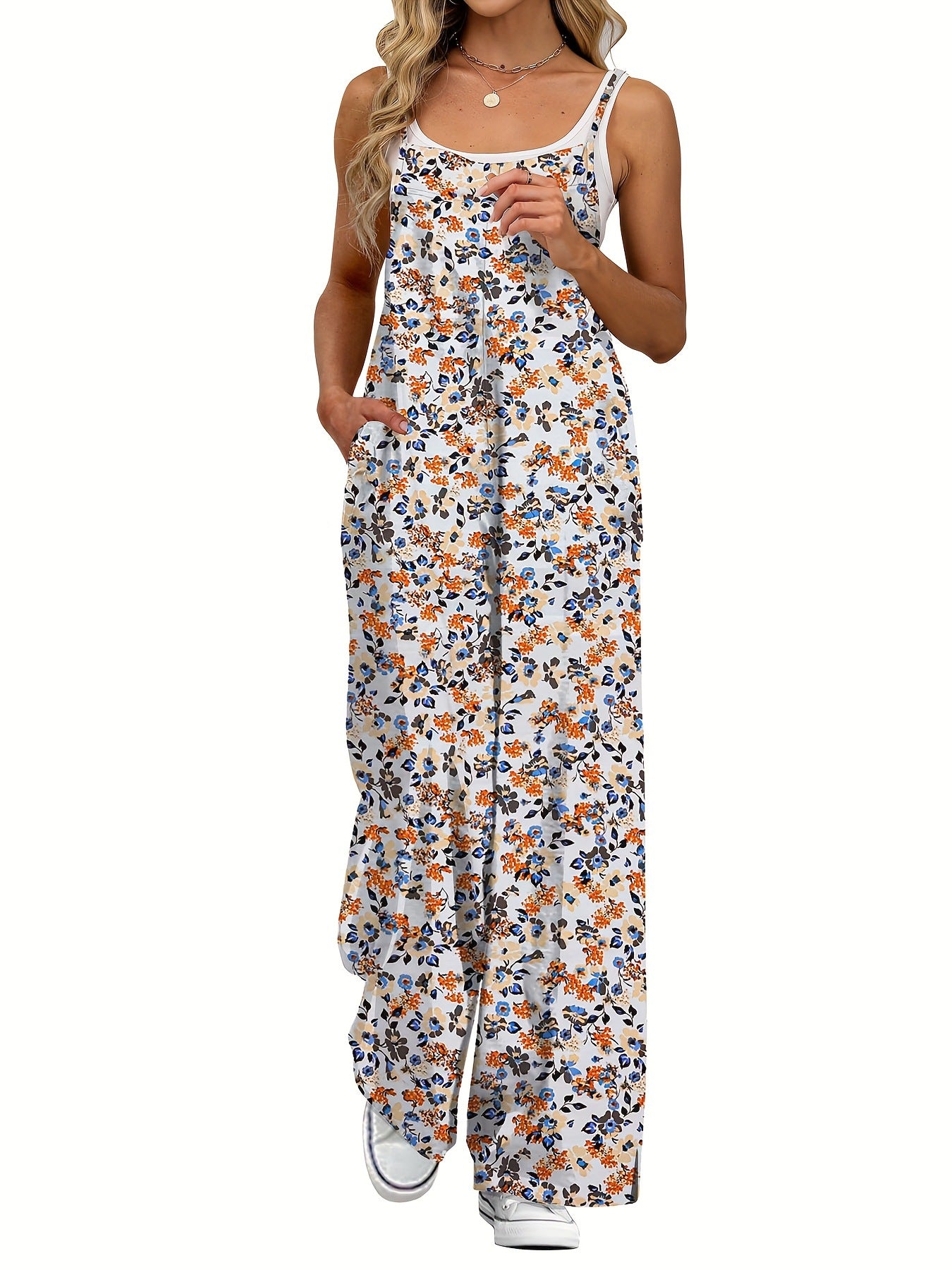 Jumpsuit mit Blumenprint und weitem Bein