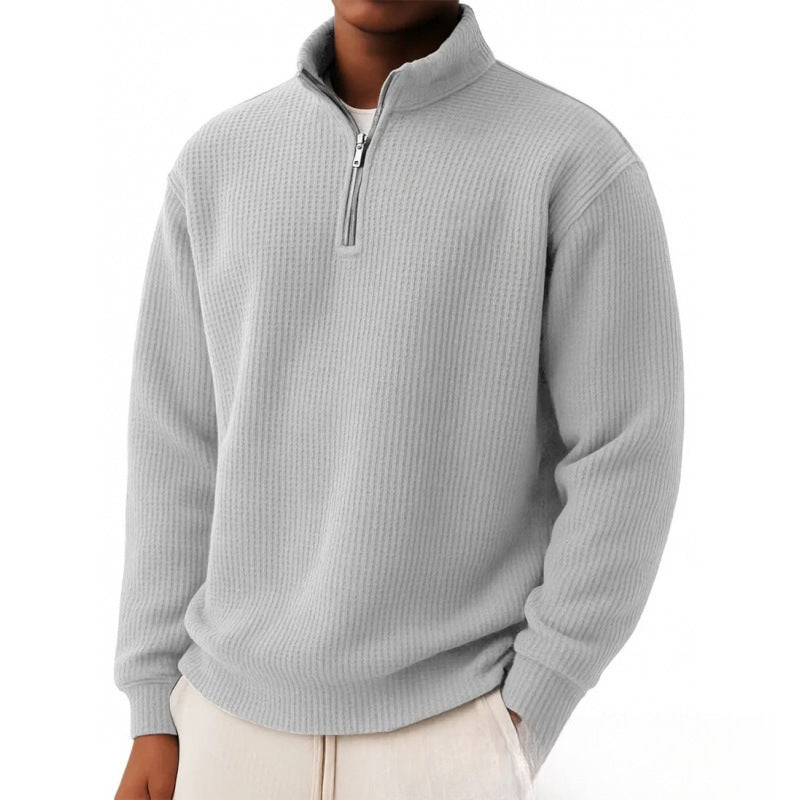 Lässiger kariierter Langarm-Pullover mit Reissverschluss – Bild 2 | LuxeStyle