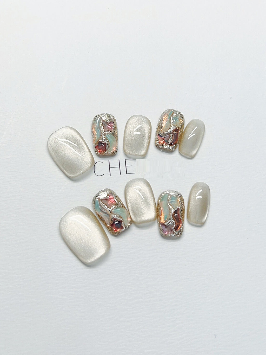 Nail Milk Coffee Cat's Eye Fake Nails – Bild 11 | LuxeStyle