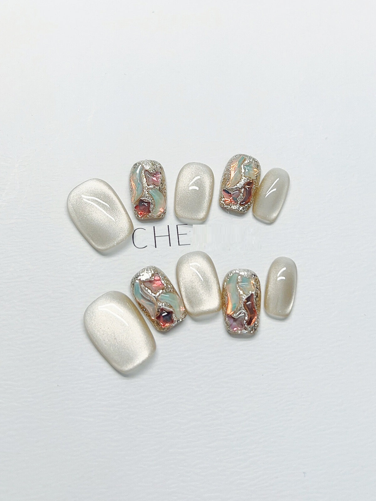 Nail Milk Coffee Cat's Eye Fake Nails – Bild 11 | LuxeStyle