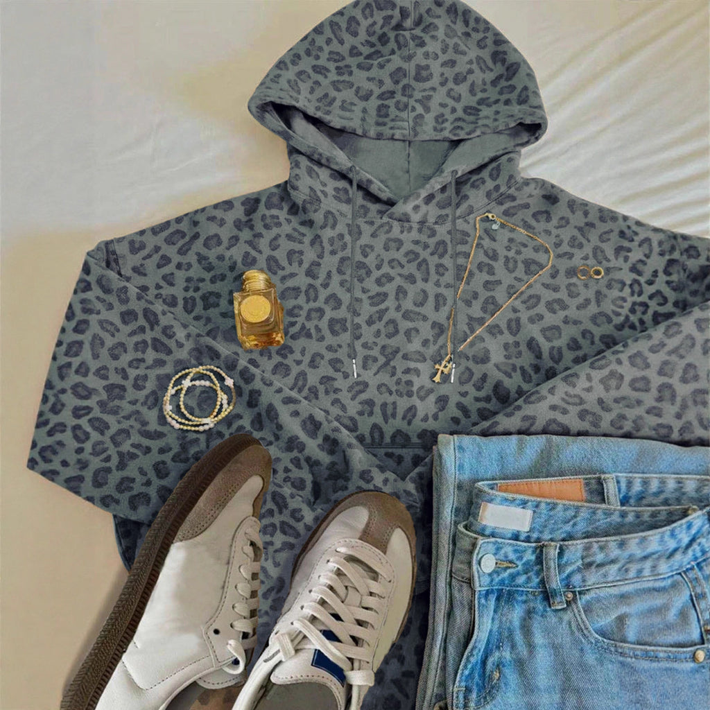 Damen Hoodie mit Leopardenmuster