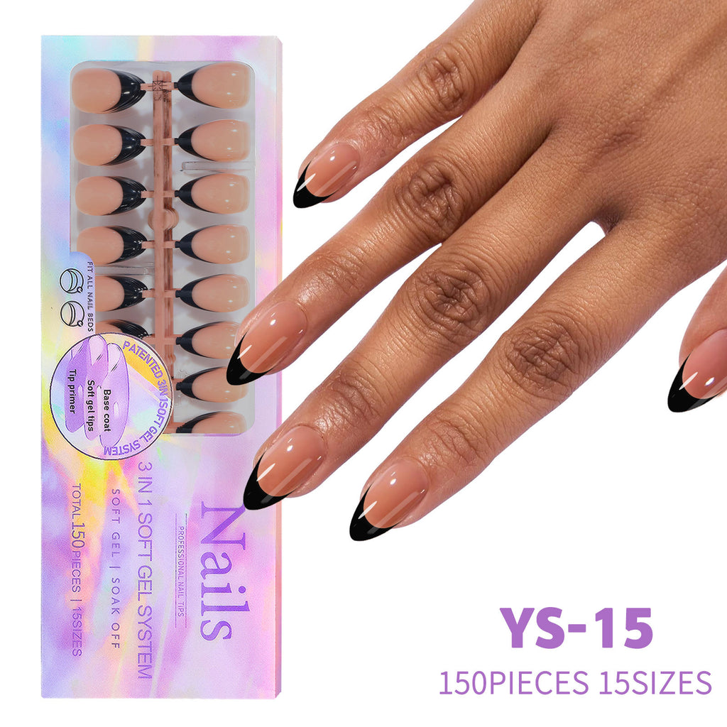 French Black Armour Wearable Nails