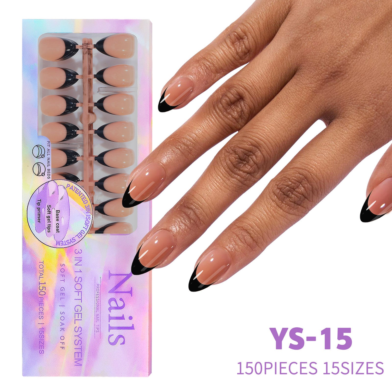 French Black Armour Wearable Nails