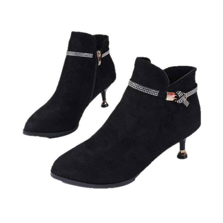 Spitze Stiletto-Booties mit Fleece-Futter